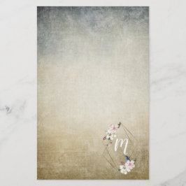 Bloemig monogram met vogels briefpapier