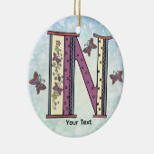 bloemig Monogram N Keramisch Ornament (Rechts)