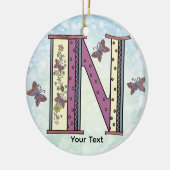 bloemig Monogram N Keramisch Ornament (Links)