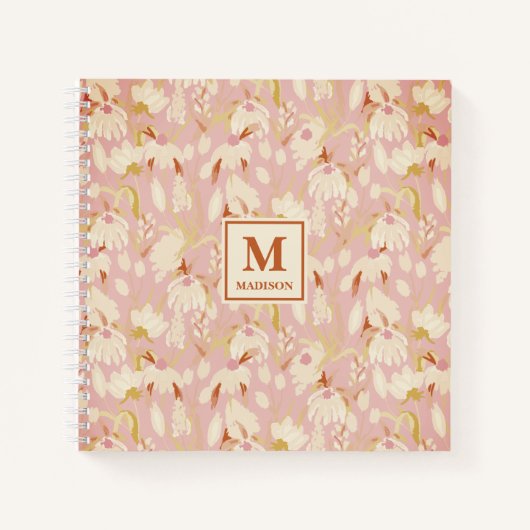 Bloemig monogram notitieboek journaal (Voorkant)