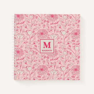 Bloemig monogram notitieboek journaal