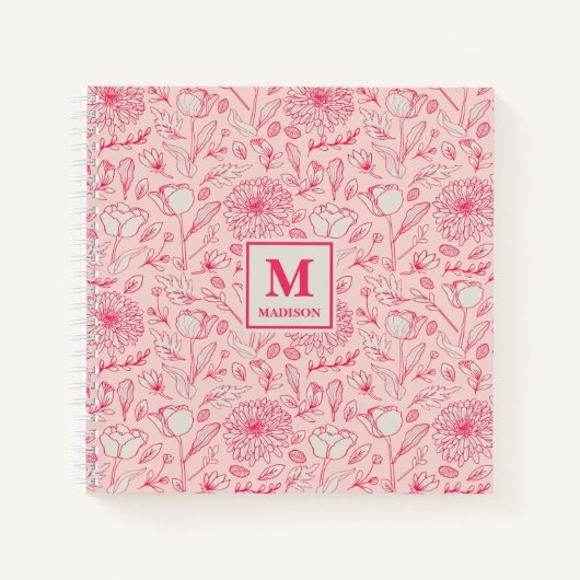 Bloemig monogram notitieboek journaal (Voorkant)