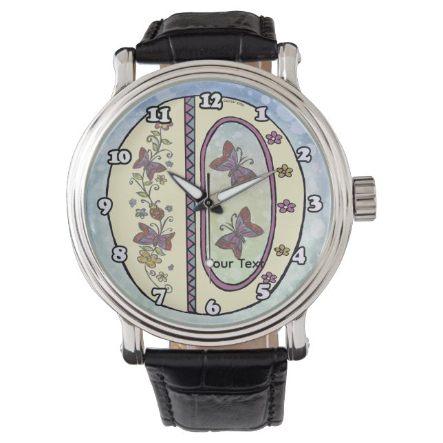 bloemig Monogram O Horloge (Voorkant)