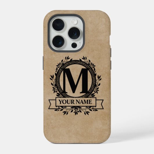 Bloemig Monogram Ontwerp iPhone Hoesje (Achterkant)