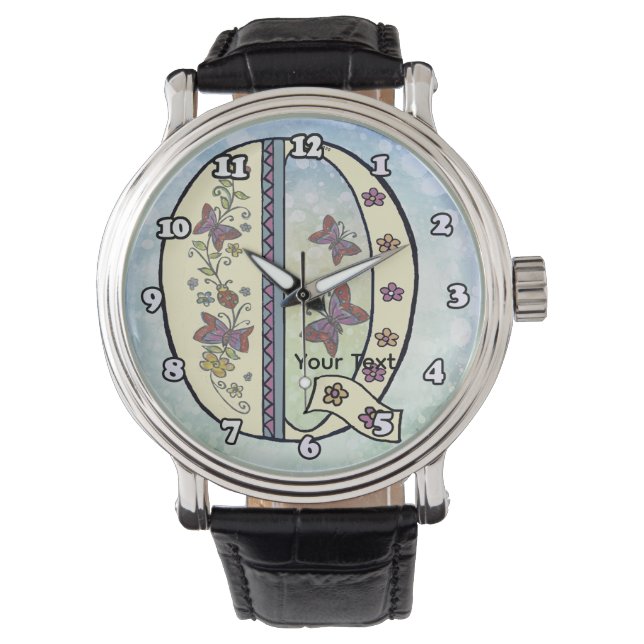 bloemig Monogram Q Horloge (Voorkant)