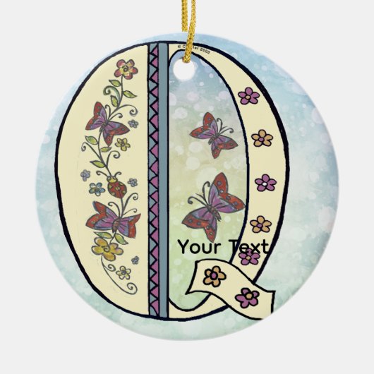 bloemig Monogram Q Keramisch Ornament (Voorkant)