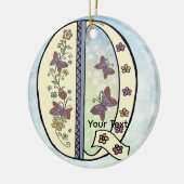 bloemig Monogram Q Keramisch Ornament (Links)