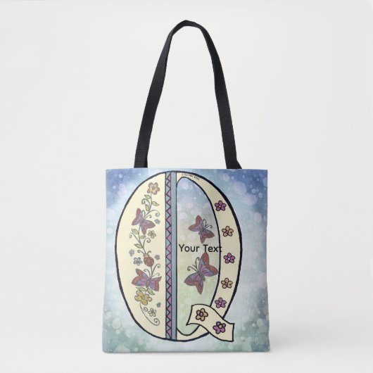 bloemig Monogram Q Tote Bag (Voorkant)