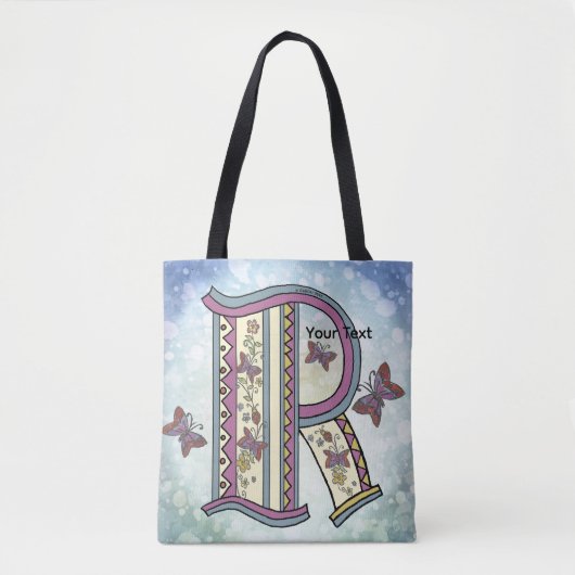 bloemig Monogram R Tote Bag (Voorkant)