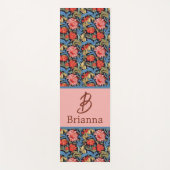Bloemig monogram roze blauw William Morris-stijl Yogamat (Voorkant)