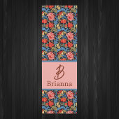 Bloemig monogram roze blauw William Morris-stijl Yogamat