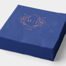 bloemig monogram roze goud roze blauw bruiloft