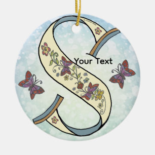bloemig Monogram S Keramisch Ornament
