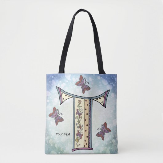 bloemig Monogram T Tote Bag (Voorkant)