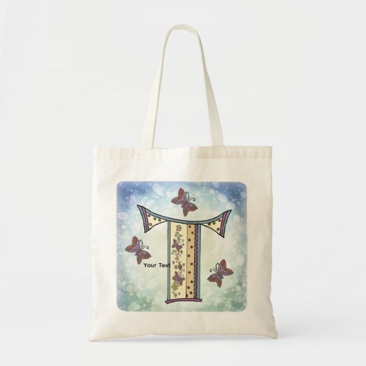 bloemig Monogram T Tote Bag (Voorkant)