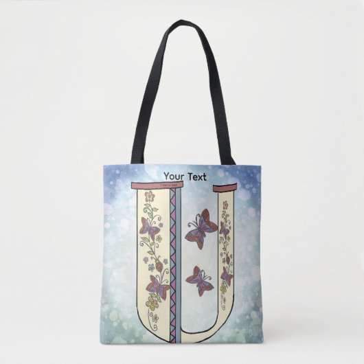 bloemig Monogram U Tote Bag (Voorkant)