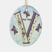 bloemig Monogram V Keramisch Ornament (Rechts)