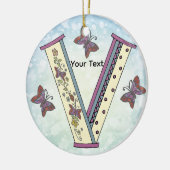 bloemig Monogram V Keramisch Ornament (Links)