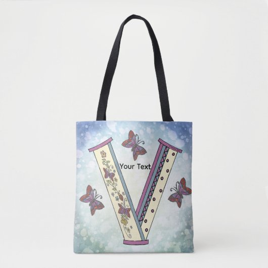 bloemig Monogram V Tote Bag (Voorkant)