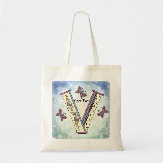 bloemig Monogram V Tote Bag (Voorkant)