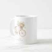 Bloemig Monogram Vintage Fiets Koffiemok (Voorkant links)