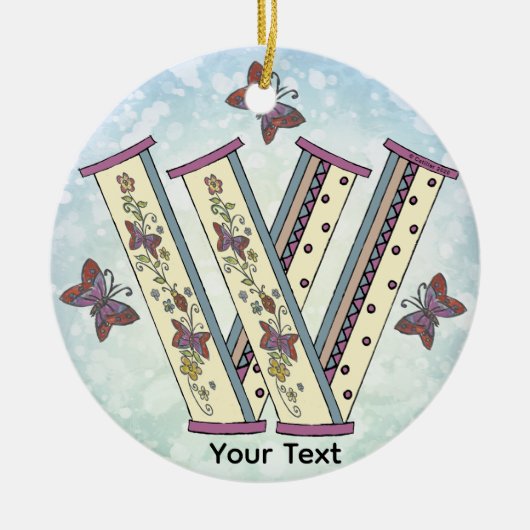 bloemig Monogram W Keramisch Ornament (Voorkant)