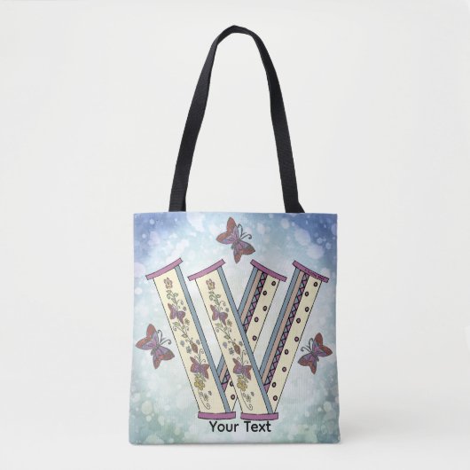 bloemig Monogram W Tote Bag (Voorkant)
