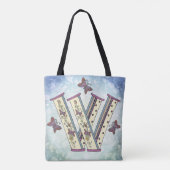 bloemig Monogram W Tote Bag (Achterkant)