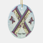 bloemig Monogram X Keramisch Ornament (Rechts)