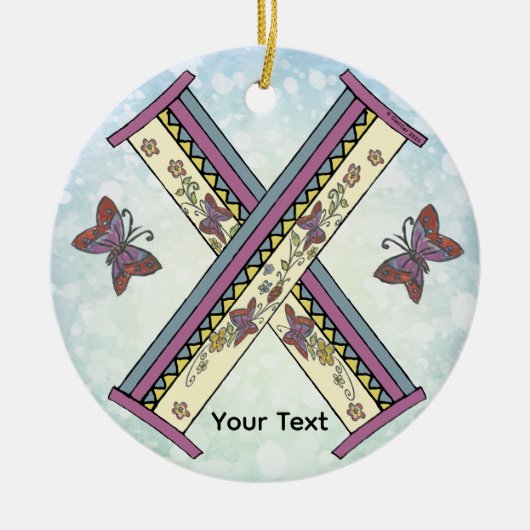 bloemig Monogram X Keramisch Ornament (Voorkant)