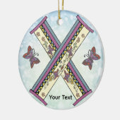 bloemig Monogram X Keramisch Ornament (Links)