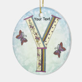 bloemig Monogram Y Keramisch Ornament (Links)