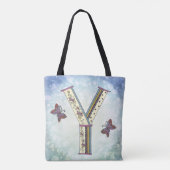 bloemig Monogram Y Tote Bag (Achterkant)