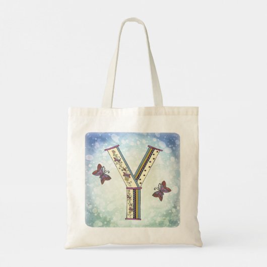 bloemig Monogram Y Tote Bag (Achterkant)