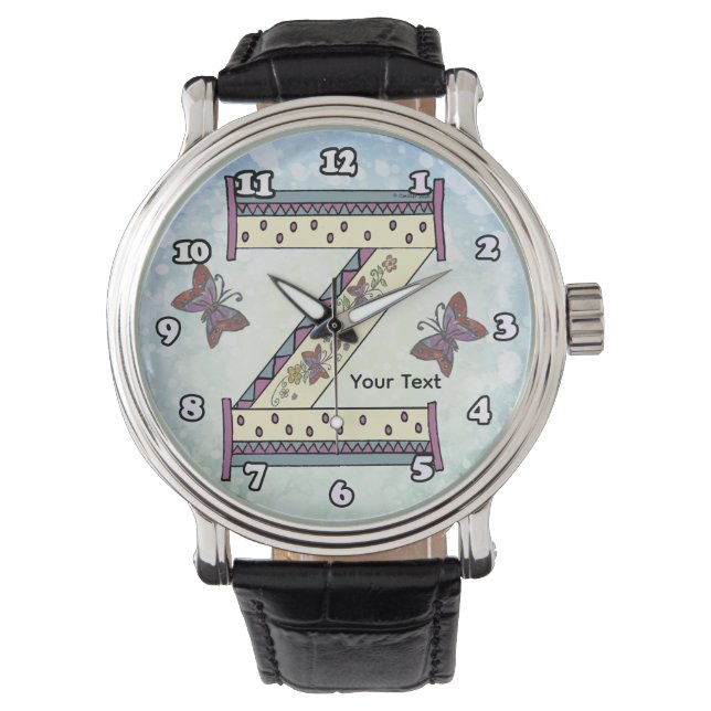 bloemig Monogram Z Horloge (Voorkant)
