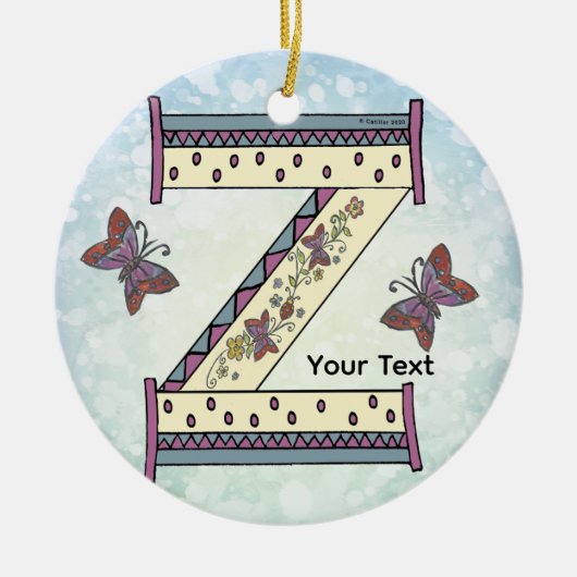 bloemig Monogram Z Keramisch Ornament (Voorkant)