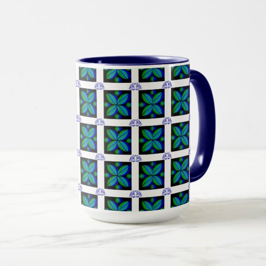 Bloemig motief koffie mok (Voorkant rechts)