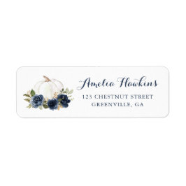 Bloemig Navy Blauwe Pompoen Herfst Retouradres Etiket