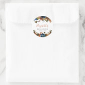 Bloemig Navyblauw Roestbruin Bruiloftsfeest Welkom Ronde Sticker (Tas)