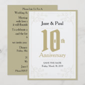Bloemig ontwerp 10e jubileum uitnodiging (Voorkant / Achterkant)
