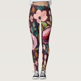 Bloemig oppervlaktestructuur - Mode waterverf kleu Leggings