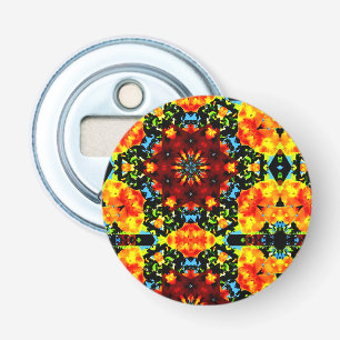 Bloemig Oranje Button Flesopener
