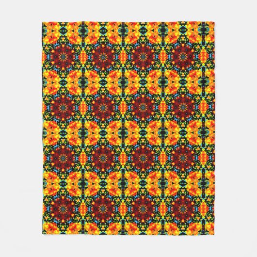 Bloemig Oranje Fleece Deken (Voorkant)