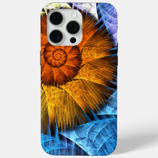 Bloemig Oranje Geel Blauw Abstracte Kunst Case-Mate iPhone Case (Achterkant)