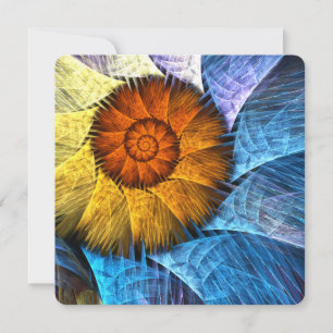 Bloemig Oranje Geel Blauw Abstracte Kunst Kaart