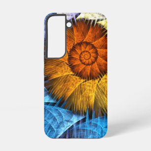 Bloemig Oranje Geel Blauw Abstracte Kunst Samsung Galaxy Hoesje