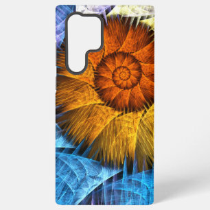 Bloemig Oranje Geel Blauw Abstracte Kunst Samsung Galaxy Hoesje