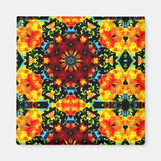 Bloemig Oranje Magneet (Voorkant)