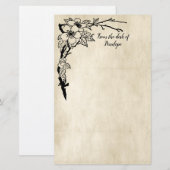  bloemig oud perkament Voeg Jouw namen toe Briefpapier (Voorkant / Achterkant)