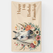Bloemig Paard Tiener Meisje Verjaardag Spandoek (Verticaal)